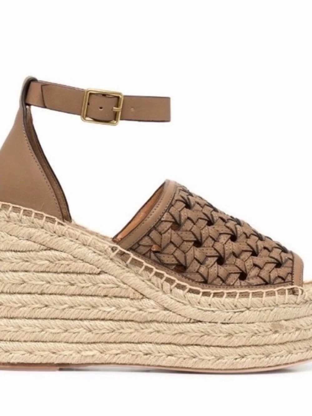 Tory Burch Espadrilles Basketweave Wedges Brown Tan s 8.5
